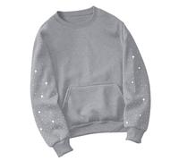 Cihdmfb Sweat-shirt surdimensionné pour femme - Élégant - Couleur unie - Manches longues - Pull d'hiver - Col rond - Pull ample - T-shirt à manches longues - Pour adolescentes et filles - Solide