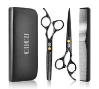 CIICII Kit Ciseaux Coiffure Professionnel, 6,7'' Ciseaux de Coiffure (Noir)