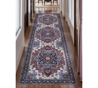 Ciicool Tapis de couloir lavable pour couloir, ultra doux, 0,8 x 2,4 m, imprimé bohème, antidérapant, vintage, médaillon, long tapis pour cuisine, chambre à coucher, buanderie, salle de bain