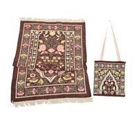 Ciieeo 1 Ensemble Tapis De Prière Portable Tissu pour Flanelle Rembourré Point Messager Voyage Priant Tapis De Prière Décoratif Chenille Coffee