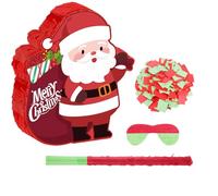 Ciieeo 1 jeu de fête de Noël Piñata : Piñata de 37,8 cm sur le thème du Père Noël avec confettis chauve-souris et bandeau pour les fêtes, les anniversaires et les décorations hivernales.