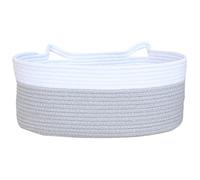 Ciieeo 1 Pc Panier De Rangement Grand Panier En Osier Poubelle De Bureau Engrener Cube Couverture Panier à Linge Tissé Décor Paniers Tressés Ronds Corbeille Tissu Fil De Coton Light Grey