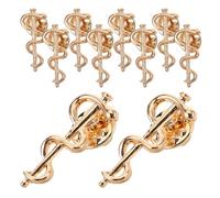 Ciieeo 10 Pièces Broche Serpent en Alliage Doré pour Blouse et Paquet à Dos, Symbole Médical Élégant Résistant la Décoloration, Accessoire pour Occasions Formelles et Usage Quotidien