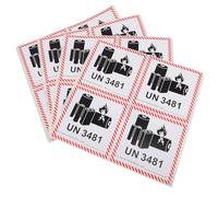 Ciieeo 100 Étiquettes Adhésives Imperméables de Sécurité pour Transport Batteries au Lithium Un3481, Autocollants D’avertissement Incendie 100x100 Mm pour Emballage Conforme