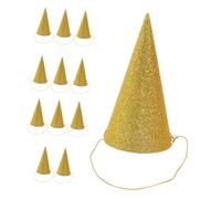 Ciieeo 12 Pièces Chapeaux Anniversaire Pailletés Triangle Doré pour Garçon Fille et Adultes Chapeaux Fête Amusants avec Ruban Couronne Prince Éclatante pour Animation