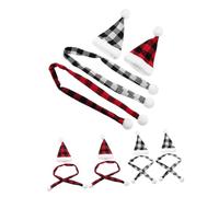 Ciieeo 12 Pièces Mini Santa Hats and Plaid Christmas Scarves Set for DIY Crafts Small Snowman Hats Lightweight Indoor Outdoor Holiday Decorations