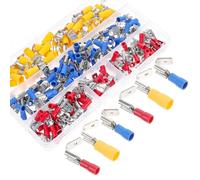 Ciieeo 140 Pièces Connecteurs à Sertir Isolés Électriques Cosses à Fourche Codées par Couleur pour Fils 22-16/16-14/12-10 Awg Bornes à Sertir Mâles et Femelles Kit Rapide pour Câblage