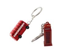 Ciieeo 16 Pièces Lot de Porte-clés Souvenirs Londres Métal Bus à Impériale et Cabine Téléphonique Accessoires Créatifs pour Clés Original Rouge et Argenté