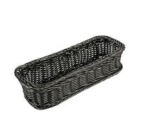 Ciieeo 1pièce Panier Rectangulaire Imitation Rattan Pour Couverts Panier De Rangement Multi-fonctionnel Pour Cuisine Et Maison Foncé