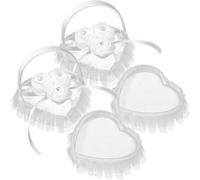 Ciieeo 2 Coussins D'alliances Taie d'oreiller à Bagues Écrin pour Alliance Blanc en Dentelle et Satin, Doux, pour Bague et Colliers, Cérémonie en Extérieur
