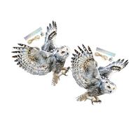 Ciieeo 2 Ensembles Fake Owl Hawk Decoy with Reflective Ribbon and Bells Outdoor Bird Deterrent for Garden Balcony Courtyard Tree Protection Against Pigeons Woodpeckers and Squirrels