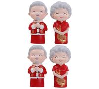 Ciieeo 2 Ensembles Figurine de Couple de Personnes Âgées pour Décoration de Gâteau Anniversaire Mariage Costume Qipao pour Décorations Anniversaire