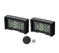 Ciieeo 2 ensembles Horloge Numérique Adhésive pour Tableau de Bord de Voiture Mini Horloge Digitale Noire Affichage Clair Installation Stable Décoration Auto et Bureau