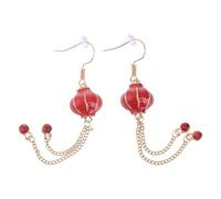 Ciieeo 2 Paires Boucles Oreilles Femme Chinoises Festives Pendantes Style Rétro Longue Lanternes Rouges pour Cadeau Nouvel An