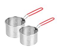 Ciieeo 2 paniers à friture en acier inoxydable, filet en fil métallique, poignée amovible, support pour frites, passoire de cuisson pour pâtes et spaghetti
