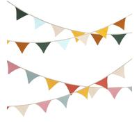 Ciieeo 2 Pièces Banderole de Fanions Double Face Coton pour Déco Extérieure Fanions Triangle Colorés Légers et Faciles à Suspendre Bannière Festive pour Anniversaire et Camping