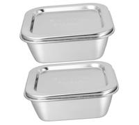 Ciieeo 2 pièces Boîte de Rangement Beurre Acier Inoxydable Carrée avec Couvercle Argenté Boîte de Conservation Beurre et Graisse de Bœuf Protection Odeur pour Cuisine