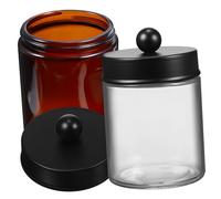 Ciieeo 2 pièces Boîtes de Rangement Verre pour et Écouvillons avec Couvercles Organisateurs de Maquillage Transparents pour Salle de Bain Lot de Transparent Teinte Thé