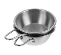 Ciieeo 2 Pièces Bol à Condiments à Poignée Unique Sauce Portion Micro-ondable Récipient à Vin Avec Anse Porcelaine Pot De Soupe Coréen Bol à Riz Acier Inoxydable Silver