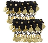 Ciieeo 2 Pièces Bracelet de Cheville en Chiffon Noir Pièces Décoratives pour Danseuses du Ventre, Accessoire pour Performance et Carnaval de Danse Orientale
