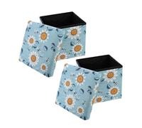 Ciieeo 2 Pièces Coffre de Rangement Pliable Pouf de Salon avec Couvercle Banc de Stockage Pratique pour Chambre et Salle de Jeux