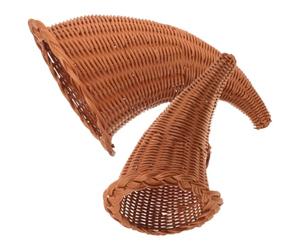 Ciieeo 2 Pièces Corbeille D'abondance en PP, Panier Décoratif Tressé | Style Ferme Rustique, Forme Corne, Usage Maison et Réunions D’automne, Présentation de Fruits ou Snacks
