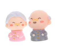 Ciieeo 2 Pièces Décoration De Gâteau Ornement Anniversaire Rose Aimant Personnes Âgées Statue Aimant Personnes Âgées Figurine Couple Âgé Résine