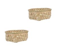 Ciieeo 2 Pièces En Corbeille De De Cuisine Paniers Usine Rustique Pour De Banane Dehors Osier Mer De Rangement Khaki Tissage De