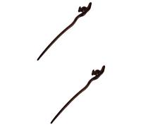 Ciieeo 2 Pièces épingle à cheveux lapin poignées baguettes de cheveux extensions de cheveux vrais cheveux humains fourche à cheveux de cheveux pinces à cheveux chignon en bois Black