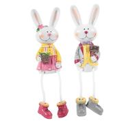 Ciieeo 2 pièces Figurines Lapin Suspendu Décor de Pâques Originales Statue Lapin Mignon pour Bureau Maison Salon Ornements Lièvre et Décoratifs Couleur Aléatoire Couleur Aléatoire