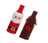 Ciieeo 2 Pièces Housse de Bouteille de Noël Manchon pour Bouteille de Vin Pull pour Décorations de Fête de Noël Lot