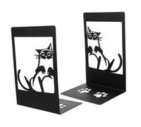 Ciieeo 2 Pièces -Livres Chat en Fer Décor Nouveauté Ajustable Prend Fin Servir Bibliothèque Rester Souvenir Ça Se Termine avec Un Livre Américain Cat - À Thème Black Le Fer