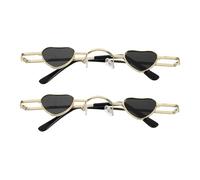 Ciieeo 2 Pièces Lunettes de soleil love à petite monture lunettes de soleil en forme de coeur lunettes de soleil roses pour femmes lunettes de soleil de fée lunettes coeur rose PC Noir