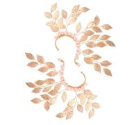 Ciieeo 2 Pièces Manchette D'oreille Elfe en Feuilles Dorées en Alliage avec Cristaux, Confort Léger sans Piercing pour Tenues Quotidiennes et Fêtes de Noël
