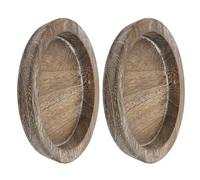 Ciieeo 2 Pièces Plateau Bois Massif Rond Support Bougie Décoratif Rustique pour Table de Ferme Plateau Polyvalent pour Service Gâteau et Centre de Table