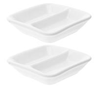 Ciieeo 2 pièces Plateau de Service Compartiments Céramique Blanche Pure Assiettes pour Sauce Soja et Plats à Épices Plateau Divisé pour Apéritifs et Condiments Lot Réutilisable