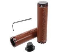 Ciieeo 2 Pièces Poignées de Guidon en PU pour Vélo Pliant et Vélo Fixe, Compatibles Polyvalentes, Étanches, Style Vintage Marron, Diamètre Intérieur 2,22cm, Confort et Couleur Aléatoire