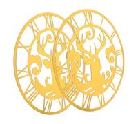Ciieeo 2 Pièces Reindeer Round Mirror Wall Stickers With Roman Numerals Acrylic Self Adhesive Clock Decor For Christmas Entrance