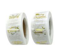 Ciieeo 2 Rouleaux D'autocollants Adhésifs Transparents Dorés à Chaud pour Emballages Présents de Noël, Étiquettes Décoratives Autocollantes de Scellage Festives, Fournitures Créatives