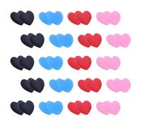 Ciieeo 20 Paires de Crochets D'oreilles Antidérapants en Silicone pour Lunettes, Supports Derrière L’oreille de Cœur, Tailles Universelles, Couleurs Noir Rouge Rose Bleu Clair,