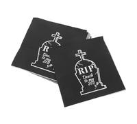 Ciieeo 20 pièces Serviettes Papier Noires Thème Tombeau Halloween Anniversaire Décorations de Fête Absorbantes pour Homme Femme