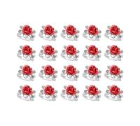 Ciieeo 20pcs Mini Pinces à Cheveux Griffe Vintage en Alliage avec Pierres Rouge pour Filles, Design Scintillant et Flexible, pour Activités Quotidiennes et Extérieures