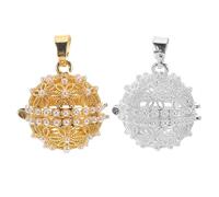 Ciieeo 2pcs Pendentifs Diffuseurs D'huiles Essentielles en Cuivre, Cage Ronde Ajourée Ornée de Perles, pour Création de Bijoux Diy, Style Ancien Élégant, pour Colliers et Bracelets