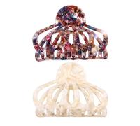Ciieeo 2pcs Pinces à Cheveux Acrylique Creuses Grandes Griffe de Coiffure Forte Tenue pour Femmes Filles Accessoires de Mode pour Shopping et Soins du Visage