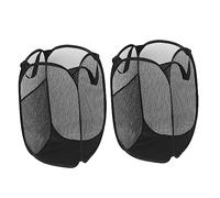Ciieeo 2pièces Panier à Linge Pliable Mesh Robuste Panier à Vêtements Léger Avec Poignées Pliable Pour Dortoir Chambre Garçon Fille Voyage Gain De Place Noir