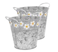 Ciieeo 2pièces Seau à Fleurs Marguerite Style Rétro en Fer pour Arrangement Floral Décoration Intérieure Seau à Pot Vide