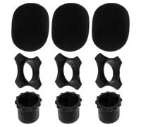 Ciieeo 3 Ensembles Bonnette en Mousse Noire pour Microphone Protection la Salive, Remplaçable, pour Soirées Dansantes et Reportages en Direct