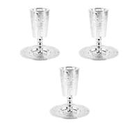 Ciieeo 3 Ensembles Coupe de Kiddouch de Shabbat avec Soucoupe | Style Vintage, Artisanat Unique, Facile à Nettoyer, pour Fêtes Juives et Chabbat