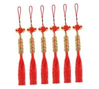 Ciieeo 3 Ensembles Pendentif Pièces Feng Shui Pièces De Monnaie De Fortune De Noeud Chinois Porte- Décorations De L'année Chinoise Plante d'arbre d'argent Cuivre Rouge 6 Pièces * 3