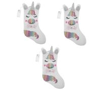 Ciieeo 3 Pièces Chaussette de Noël Licorne Titulaire de de noël Jouets Boules de noël claires Ornement décor de de Licorne de noël décoration de noël rougeoyante Flanelle Blanche